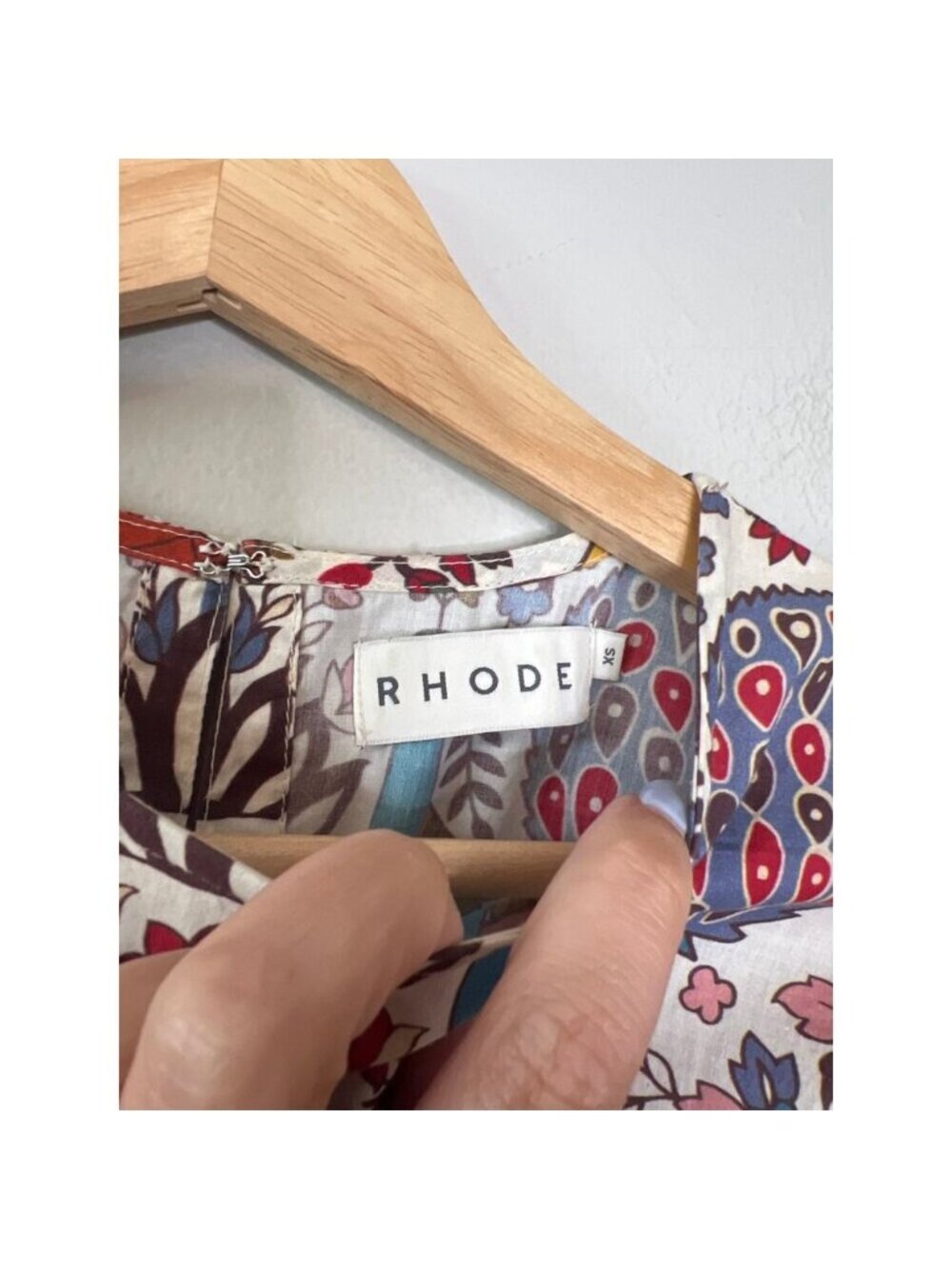 NEW Rhode Belted Waist Ella Printed Cotton Boho Mini Dress Red Size: Extra Small - Picture 4 of 7